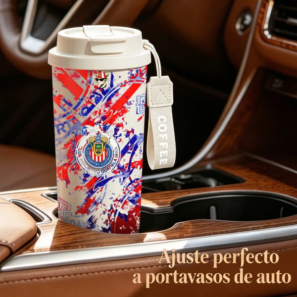 Lämpökahvimuki 500ml autoon, eläinkuviointi Pink