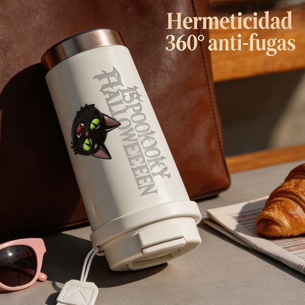 Kaffetermos 500ml Rustfritt Stål Blomsterdesign Black