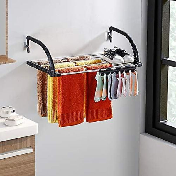 Balkon/Radiator/Vægmonteret Tørrestativ, Sammenklappeligt Tørrestativ i Rustfrit Stål, ( 32*67cm)