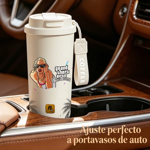 Bærbar kaffetermos 500 ml rustfritt stål kunstnerisk design Black