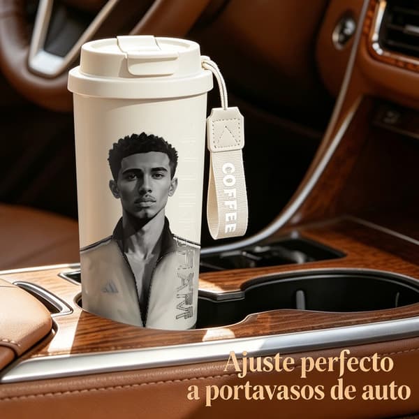 Bärbar kaffetermos 500ml läckagesäker minimalistisk design, Isolerad kaffemugg, läckagesäker resemugg med lock Black