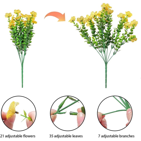 4 stk 7-greinet eukalyptus fiolett simulert blomsterbukett