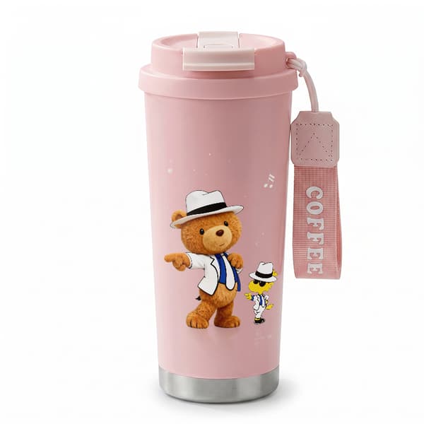 Termokrus 500ml 316 Rustfrit Stål Tegneserie Design Pink