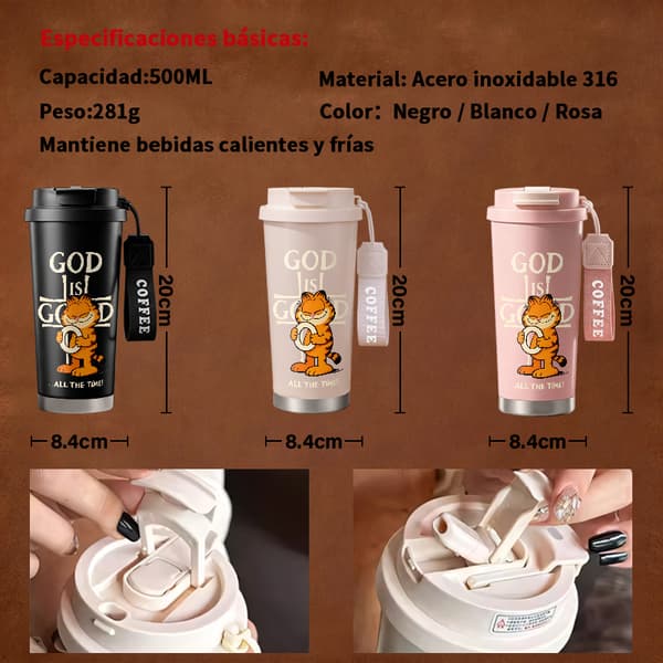 Termisk kaffemugg 500ml 316 rostfritt stål juldesign, Isolerad kaffemugg, läckagesäker resemugg med lock White