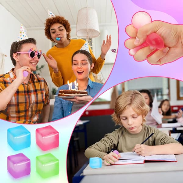 4-pak Stress Cube Sensorisk Fidget Legetøj til Angst Stresslindring, Langsomt Stigende Fidget Cube Klemmelegetøj, Squishy Cube Fil
