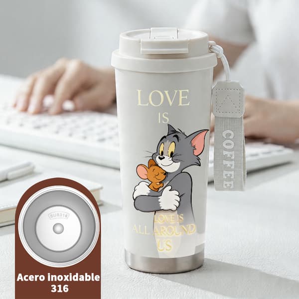 Kaffetermos 500ml 316 Rustfritt Stål Abstrakt Design White
