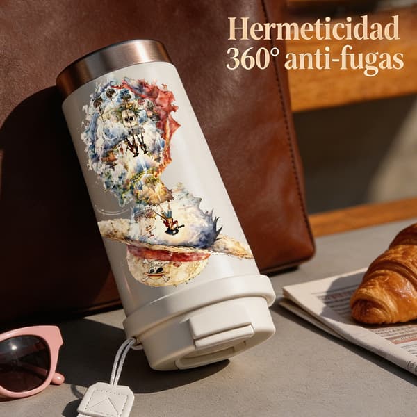 Kaffetermos 500ml 316 Rustfritt Stål Blomsterdesign Black