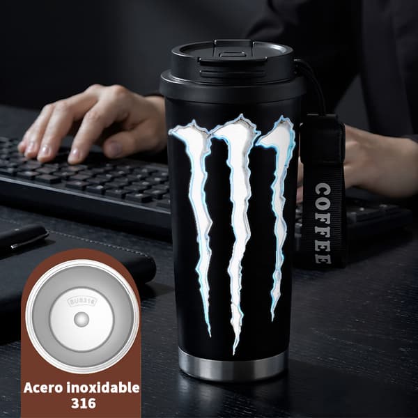 Kahvitermos 500ml Ruostumaton teräs Eläinkuviointi Black
