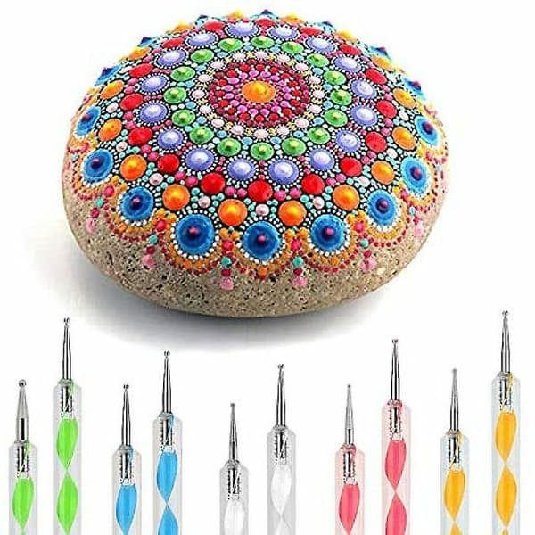 Mandala Dotting Tools Kits, 25 TLG Mandala Dotting Tools Set, Dotting Pens Brushes Mandala Stencil Ball Stylus Paint Tray til Maleri Sten Tegning D