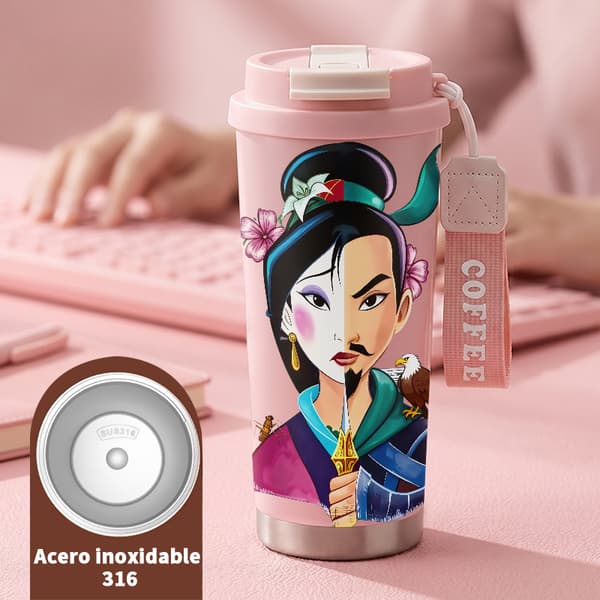 Kaffetermos 500ml 316 rustfritt stål kunstnerisk design Pink