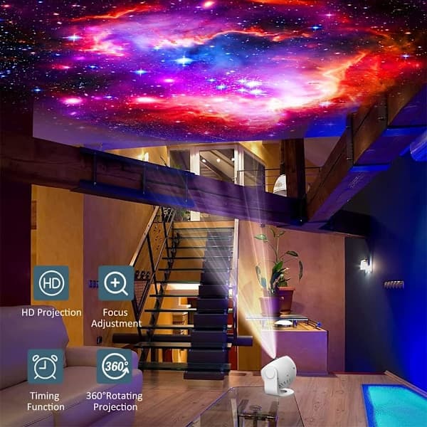 Nattlampe Galaxy Projektor Stjernehimmelprojektor hvit