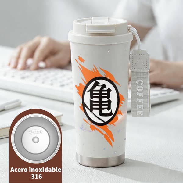 Kaffetermos 500ml Rustfritt Stål Kunstnerisk Design White