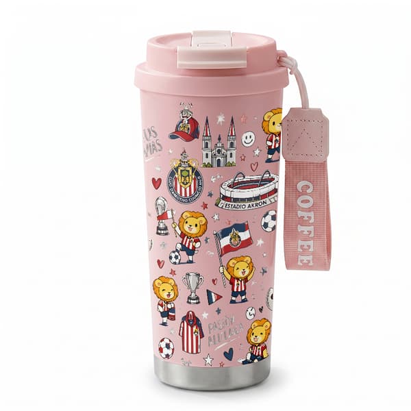 Termokopp 500 ml rustfritt stål moderne design Pink
