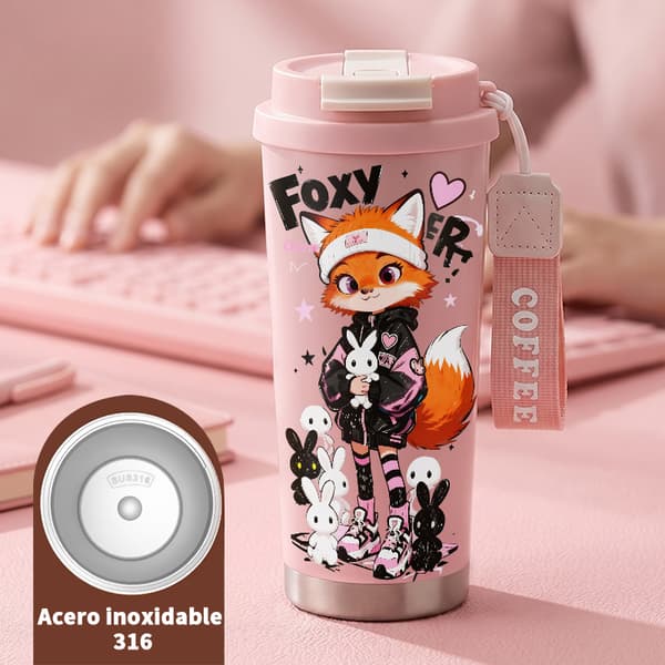 Kaffetermos 500ml 316 Rustfritt Stål Minimalistisk Design Pink