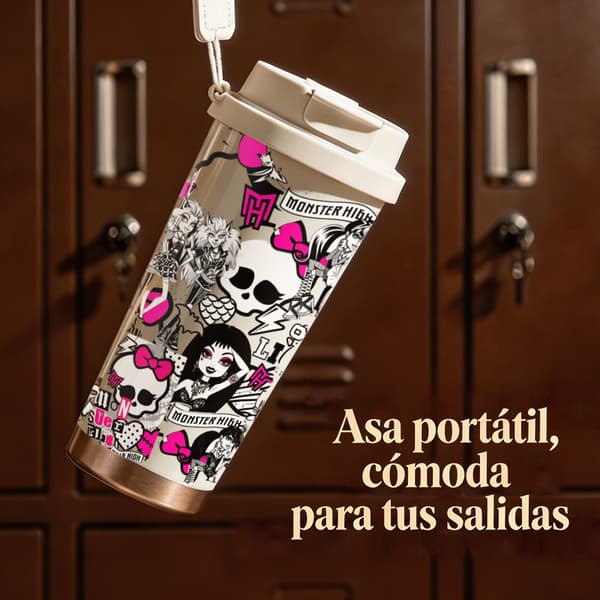 Kaffetermos 500ml Rostfritt Stål Tecknad Design, Isolerad kaffemugg, läckagesäker resemugg med lock Black