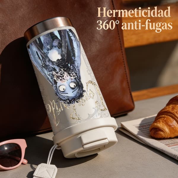 Kaffetermos 500ml Rostfritt Stål Djurmönster, Isolerad kaffemugg, läckagesäker resemugg med lock White