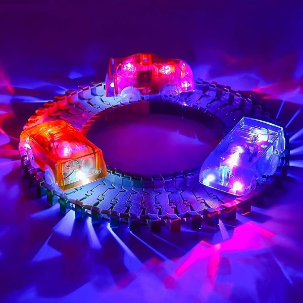 Set med 4 eftermarknadsbanor Light Up Race Cars med 5 Le