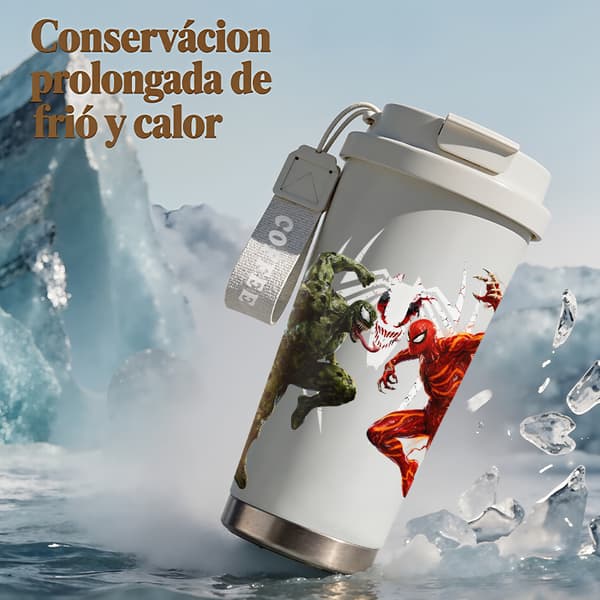 Kaffetermokande 500ml Rustfrit Stål Blomsterdesign White