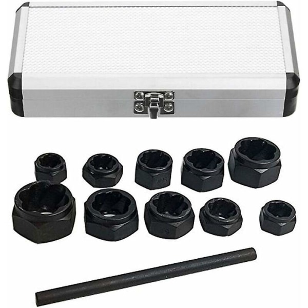 11-pack 9-19 mm hylsor, skadade bultmutterskruv borttagare dragare borttagning hylsset verktyg