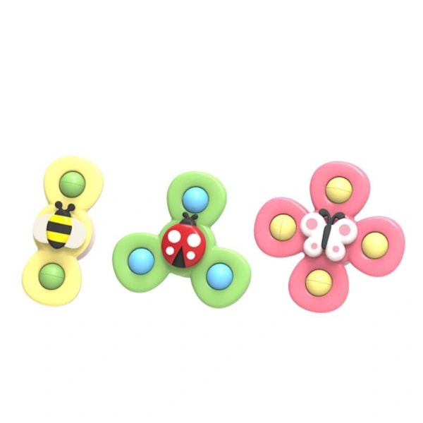 3-pack Baby Sugkopp Snurrleksaker Fidget Spinner Badleksak Flerfärgad