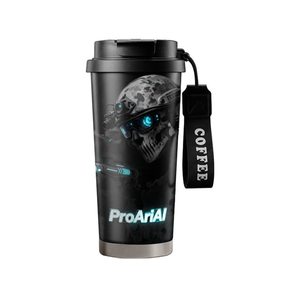 Kaffetermokande 500ml 316 Rustfrit Stål Grafisk Design Black