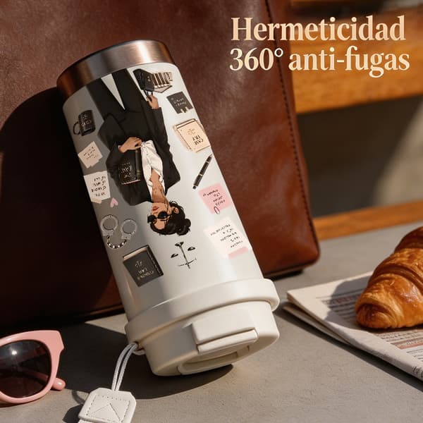 Kaffetermos 500ml Rustfritt Stål Kunstnerisk Design Pink