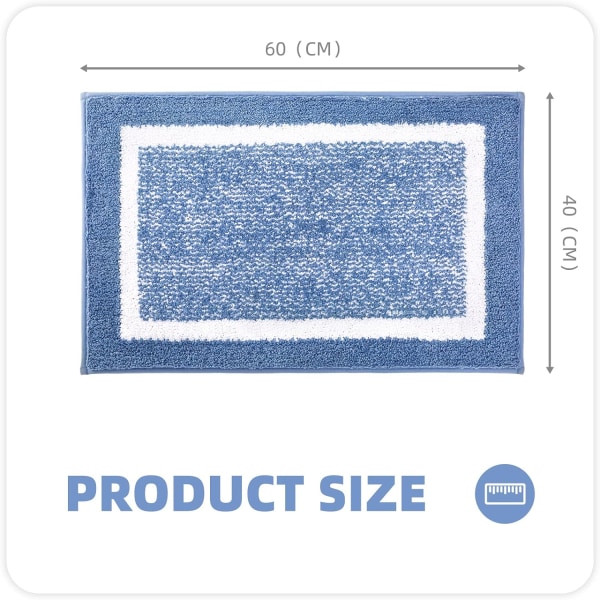 40 x 60 cm Färgglad halkfri badmatta - blå, mjuk mikrofiber