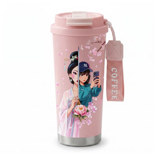 Termokopp 500ml Rustfritt Stål Fargerikt Design Pink
