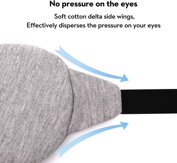 Maske-Øjenmaske til Søvn, Blød og Behagelig Blindfold til Rejser, med Pose (Sort+Grå)