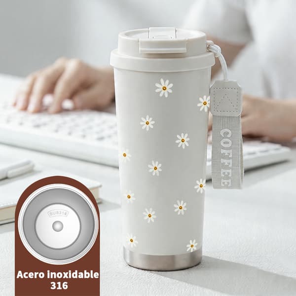 Kaffetermokande 500ml 316 Rustfrit Stål Retro Design White