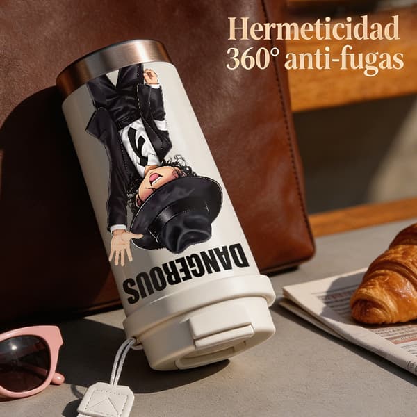 Kaffetermos 500ml Rustfritt Stål Tegneseriedesign Black