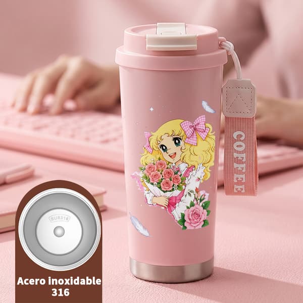 Termosmugg 500ml Rostfritt Stål Militär Design, Isolerad kaffemugg, läckagesäker resemugg med lock Pink
