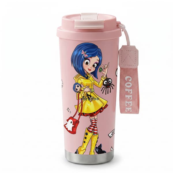 Kaffetermos 500ml Rustfritt Stål Dyredesign Pink