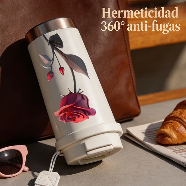 Kaffetermos 500ml Rostfritt Stål Djurdesign, Isolerad kaffemugg, läckagesäker resemugg med lock White