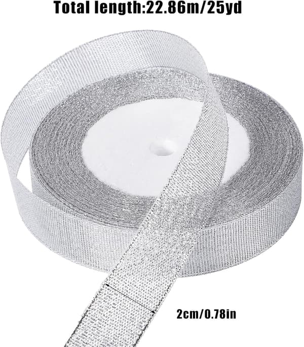 2 stycken 2CM 25 Yard Silverband Presentpapper Dekorativt Band