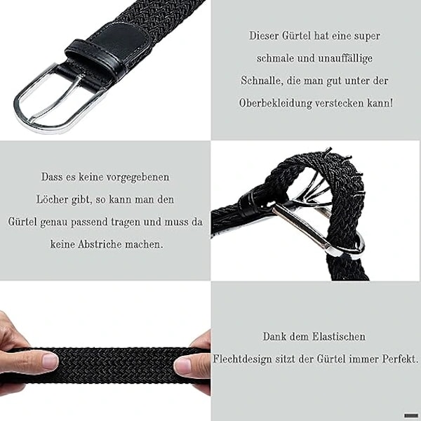 Unisex elastisk flettet elastisk bælte stretch bælte stretch b,A