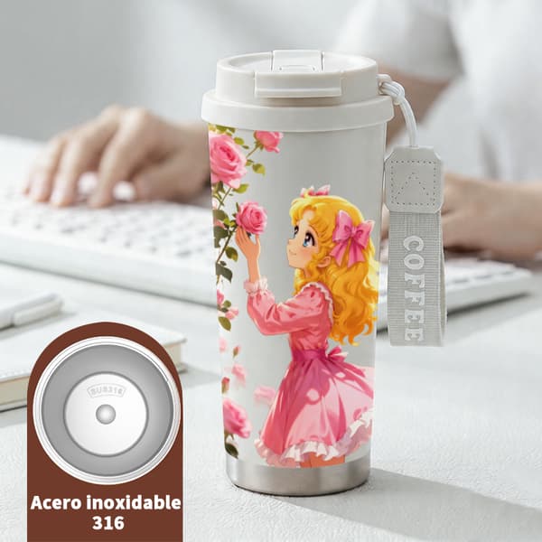 Kaffetermos 500ml Rustfritt Stål Dyreprint Design White