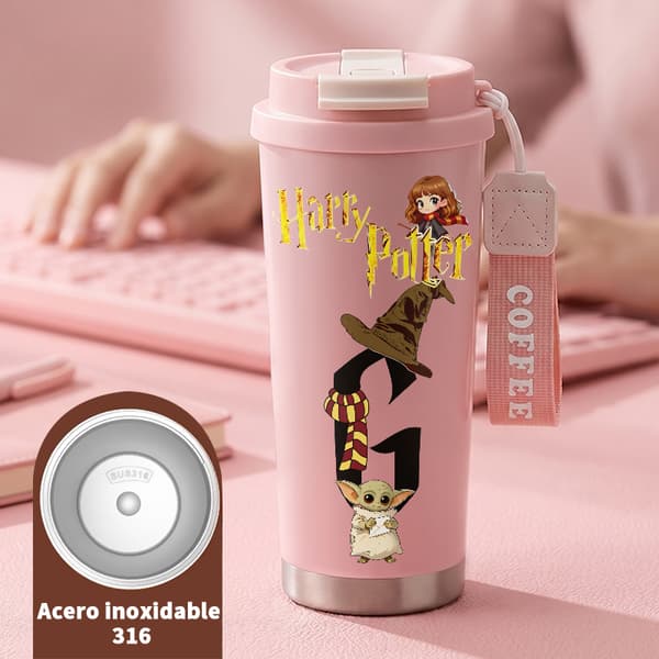 Termokaffekrus 500ml 316 Rustfrit Stål Minimalistisk Design Pink