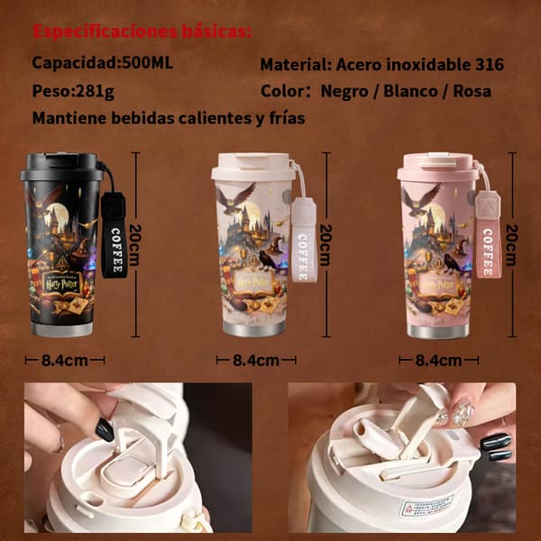 Kaffetermos 500ml Rostfritt Stål Minimalistisk Design, Isolerad kaffemugg, läckagesäker resemugg med lock White