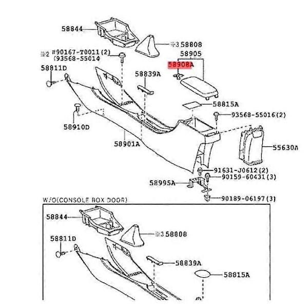 Midterkonsol Armlæn Dæksel Lås Låge Til Toyota Camry Highlander Rav4 Corolla Auris Blade Caldina Hilux Windom Camry-Excellent 1 X