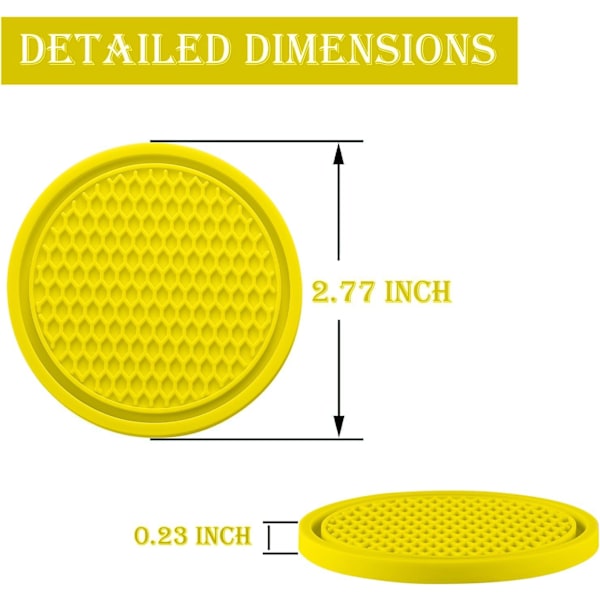 Bilkoppholder, 4 stk. universelle sklisikre koppholdere innebygd i ornamenter, biltilbehør yellow