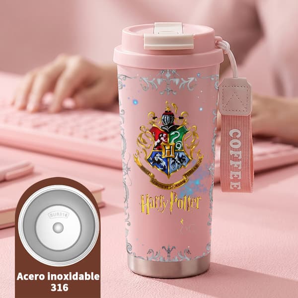 Kaffetermos 500ml Rustfritt Stål Grafisk Design Pink