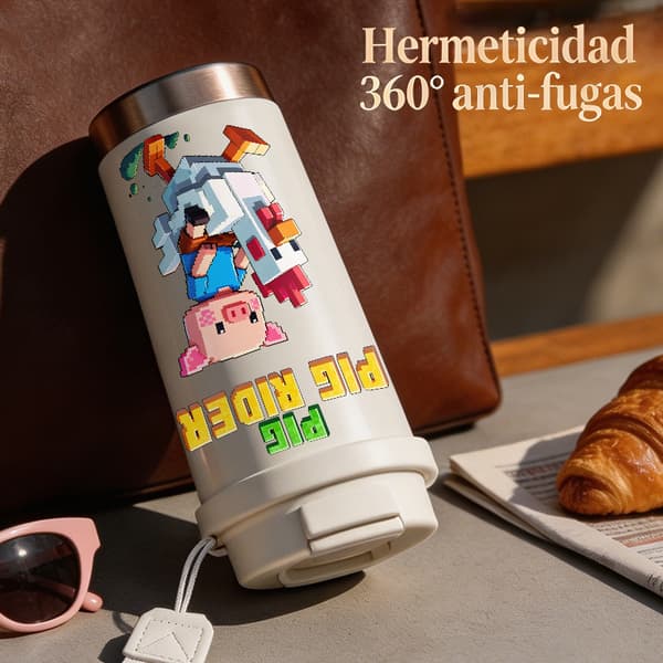 Termokopp 500ml Rustfritt Stål Tegneseriedesign Black
