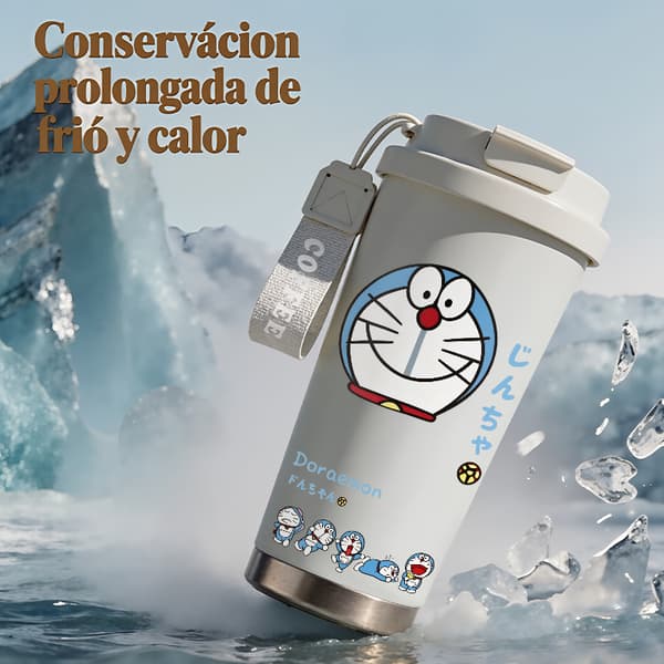 Kaffetermos 500ml Rostfritt Stål Grafisk Design, Isolerad kaffemugg, läckagesäker resemugg med lock Black