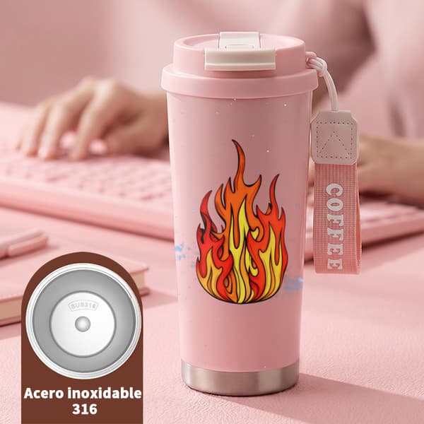 Termisk kaffekopp 500ml rustfritt stål dyredesign Pink