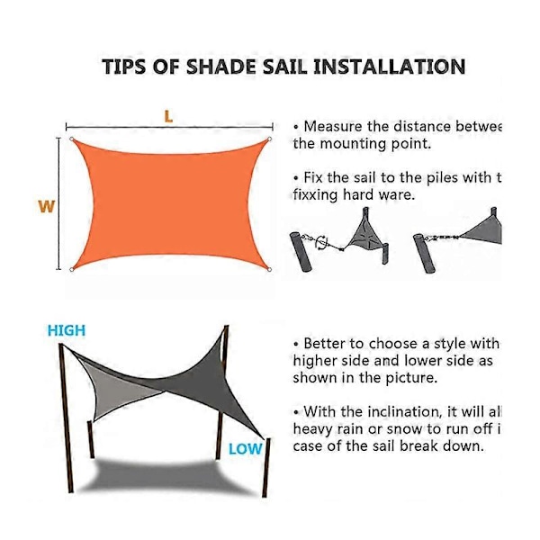 Utomhus Trädgård Solskydd Segel Vattentät Anti-UV Tak, Storlek: 2m x 2.5m Orange