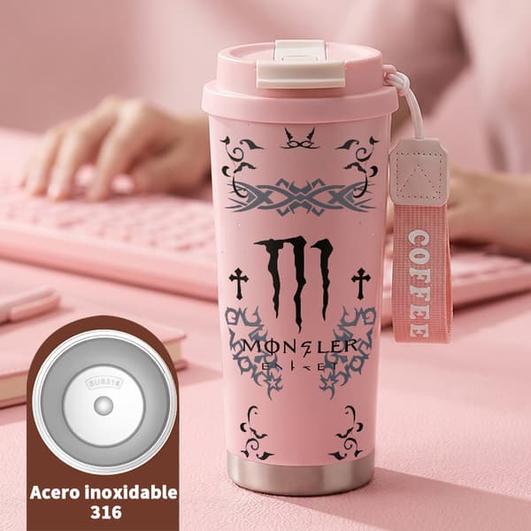 Kaffetermos 500ml 316 Rustfritt Stål Grafisk Design Pink