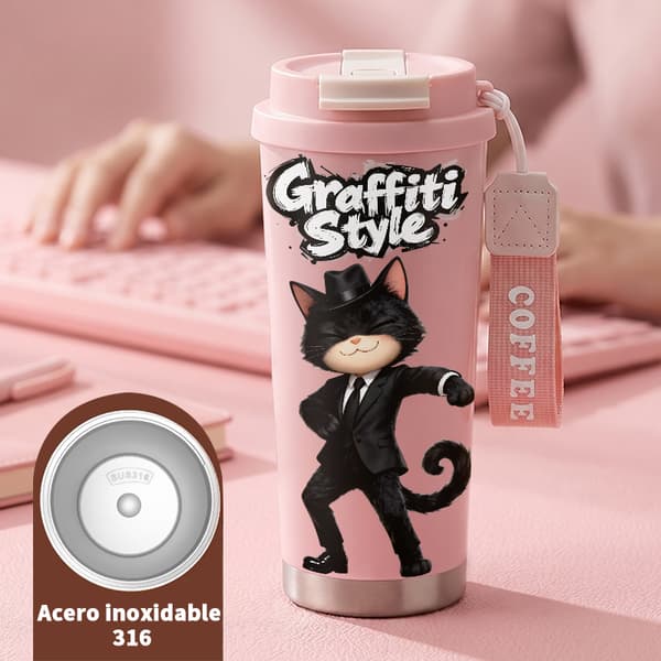 Kaffe Termokande 500ml Rustfrit Stål Minimalistisk Design Pink