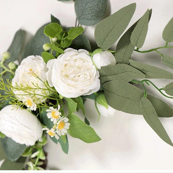 Bryllupsbue Blomster, 2 stk. Pæon Dekorativ Blomsterguirlande, Kunstige Grønne Blade Silkeblomster til Bryllup, Bue, B