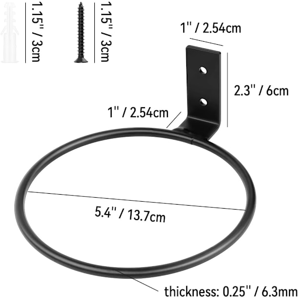 2-pack Blomkrukshållare Växtkrukshållare Ring Väggblomkrukshållare Ring för Väggmontering, för Växtkrukor Svart (6 tum)